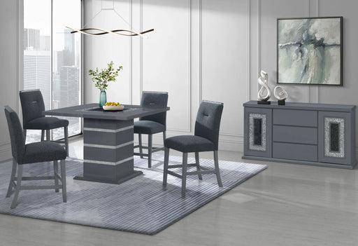 Monaco Dark Grey Bar Table and 4 Monaco Dark Grey Bar Stools