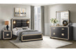 Blake Black/Gold Bed with Lamps, Dresser, Mirror, Nightstand