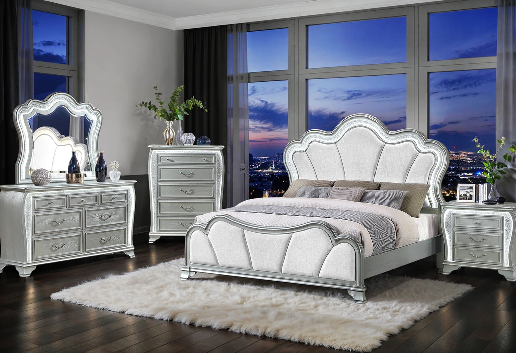 Aria Silver Bed with LED