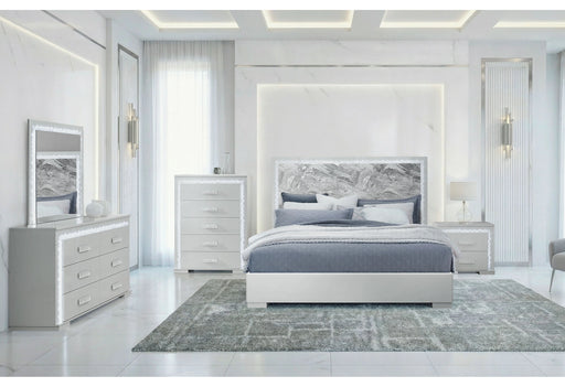 Naomi Silver Marble Bed Group