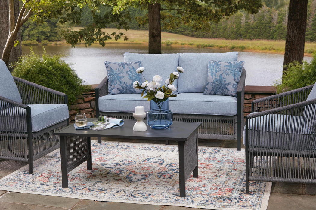 Bodega Island Outdoor Love/Chairs/Table Set (Set of 4)
