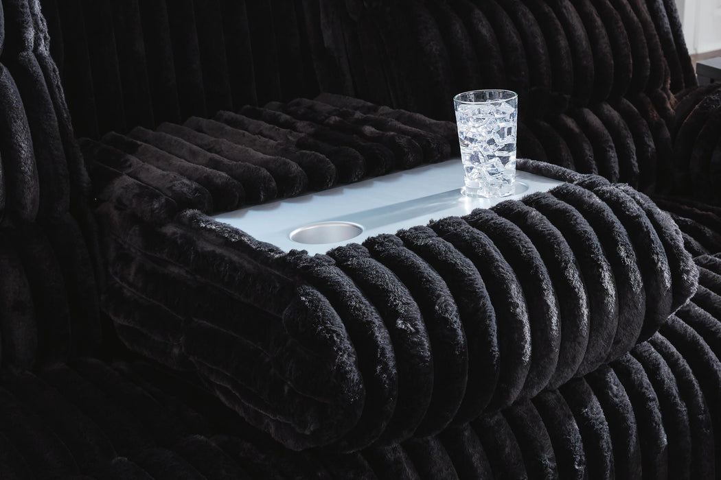 Technique Power Reclining Sofa with Drop Down Table