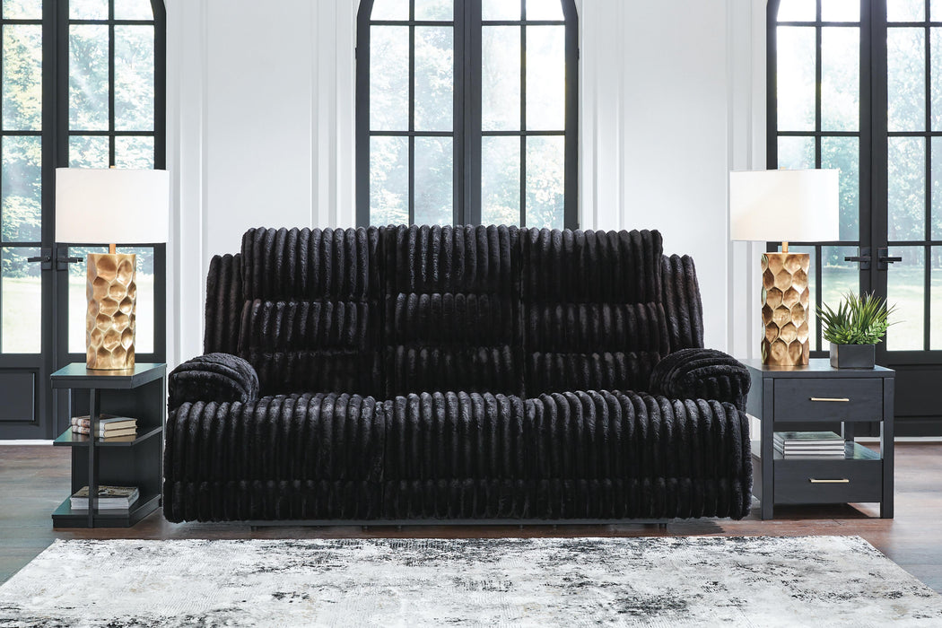 Technique Power Reclining Sofa with Drop Down Table