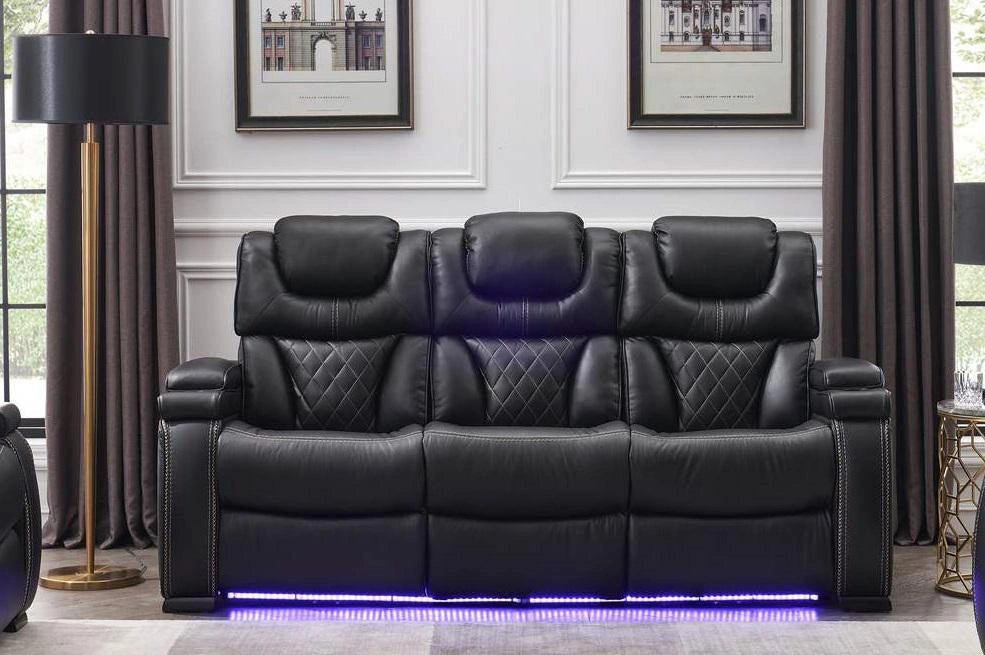 Galaxy Home Lexus Power Reclining Sofa in Black GHF-808857586216