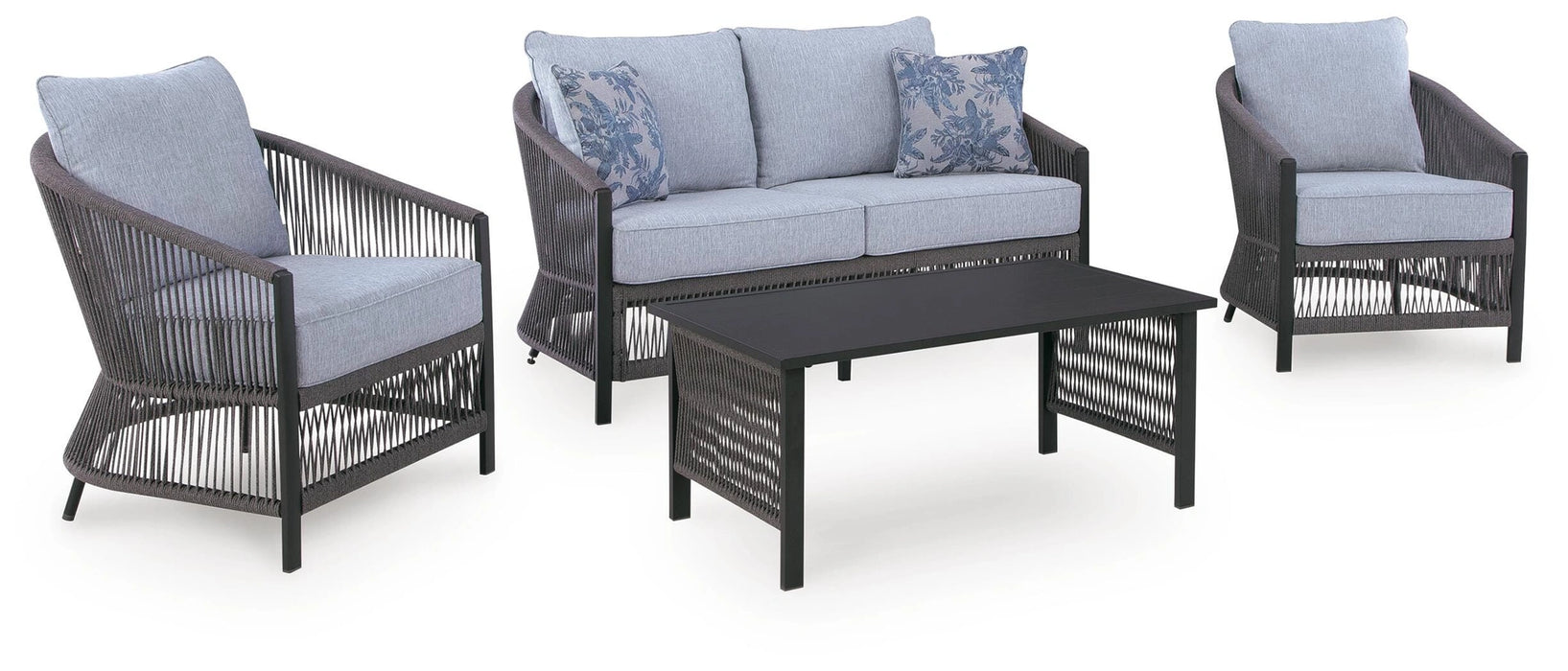 Bodega Island Outdoor Love/Chairs/Table Set (Set of 4)