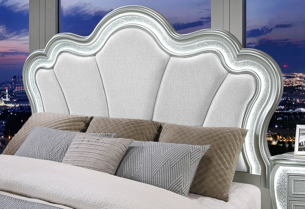 Aria Silver Bed with LED