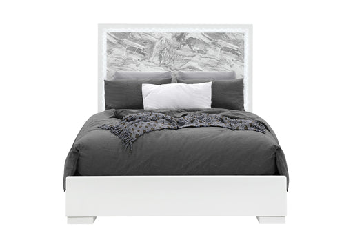 Naomi Silver Marble Bed with LED