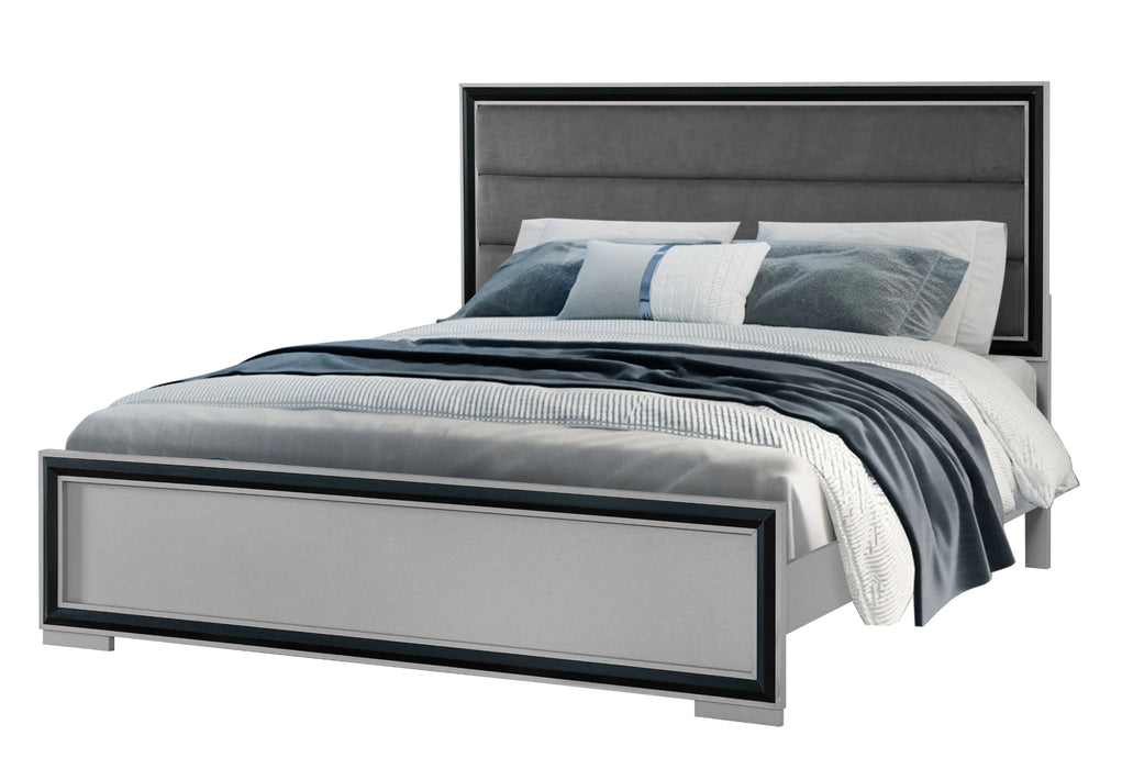 Amelia Grey Black Bed Group with LED