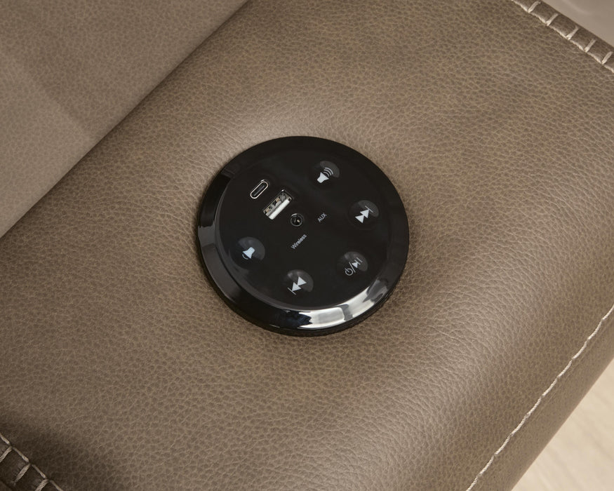 Max-Media Power Reclining Sectional Loveseat with Audio Console