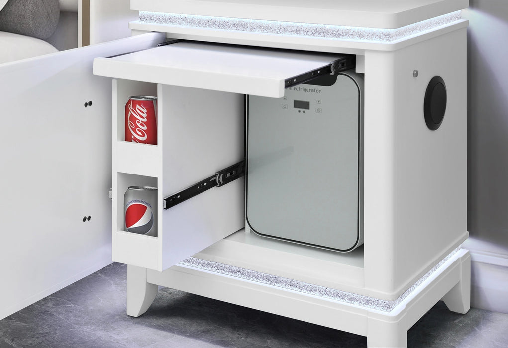 Alina White Bed Group with LED, Cooler, Speaker and USB