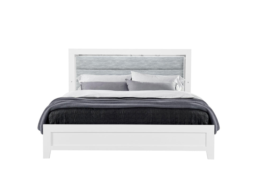 LUCCIA WHITE KING BED WITH LED