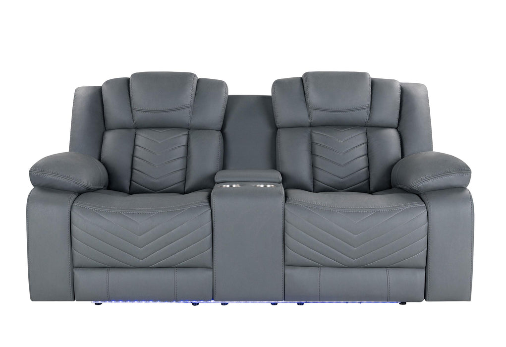 U7069 GREY 10 PWR CON REC LOVESEAT WITH LED AND IMMERSIVE SOUND - Smart Rent To Own (PA) - Multi Location