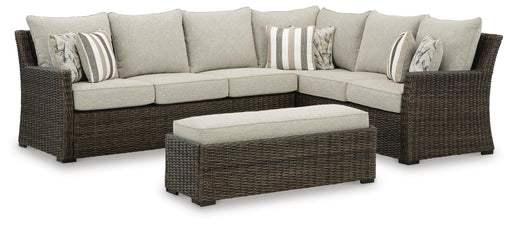 Brook Ranch Outdoor Sofa Sectional/Bench with Cushion (Set of 3) - Smart Rent To Own (PA) - Multi Location