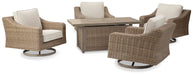 Beachcroft Beachcroft Fire Pit Table with Four Nuvella Swivel Lounge Chairs - Smart Rent To Own (PA) - Multi Location