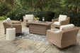 Beachcroft Beachcroft Fire Pit Table with Four Nuvella Swivel Lounge Chairs - Smart Rent To Own (PA) - Multi Location