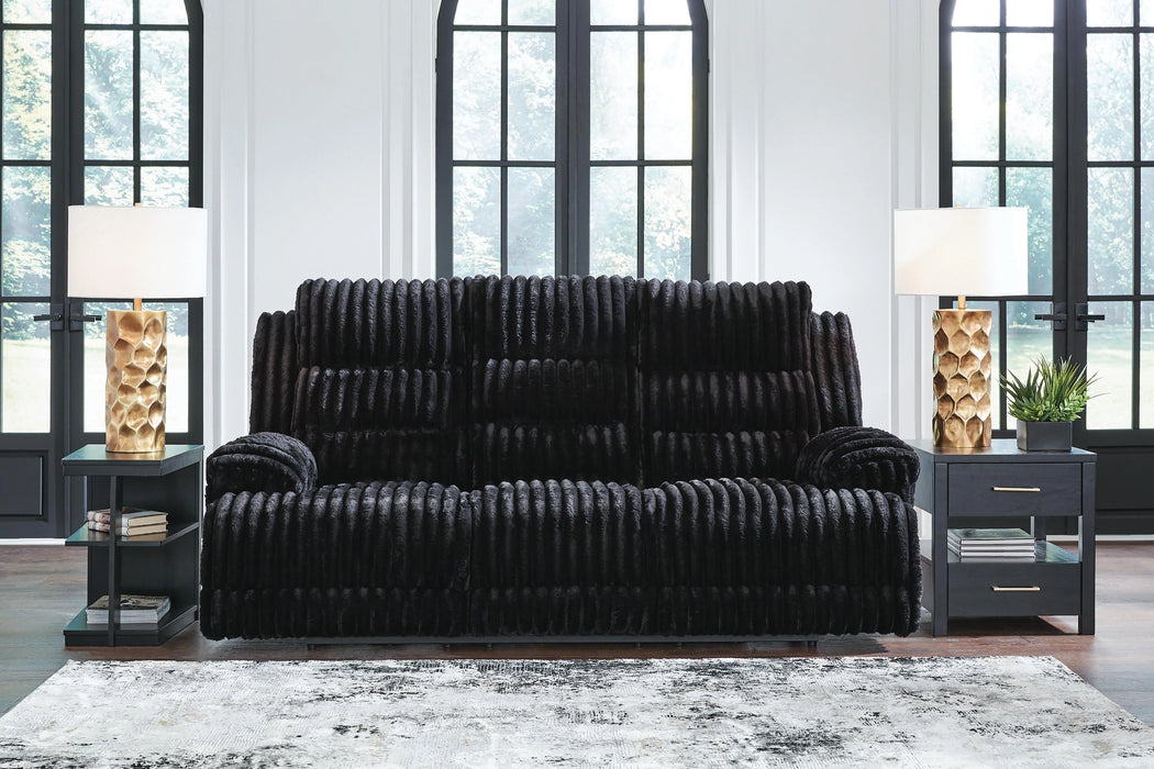 Technique Power Reclining Sofa with Drop Down Table