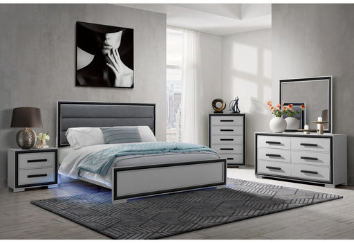 Amelia Grey Black Bed Group with LED