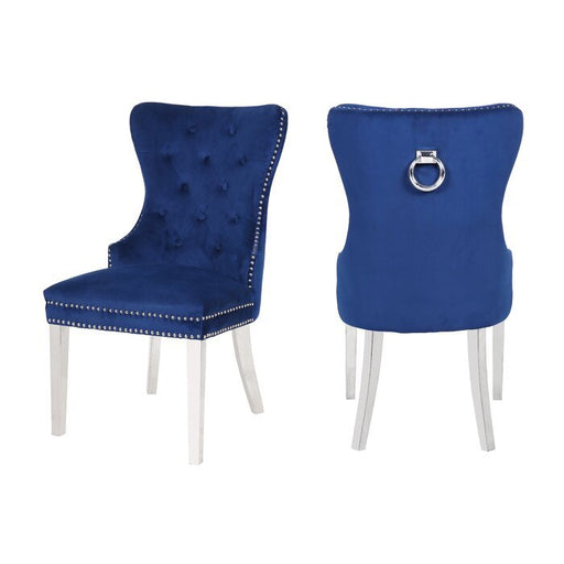 Galaxy Home Erica Stainless Steel Legs Dining Chair (Set of 2) in Blue image