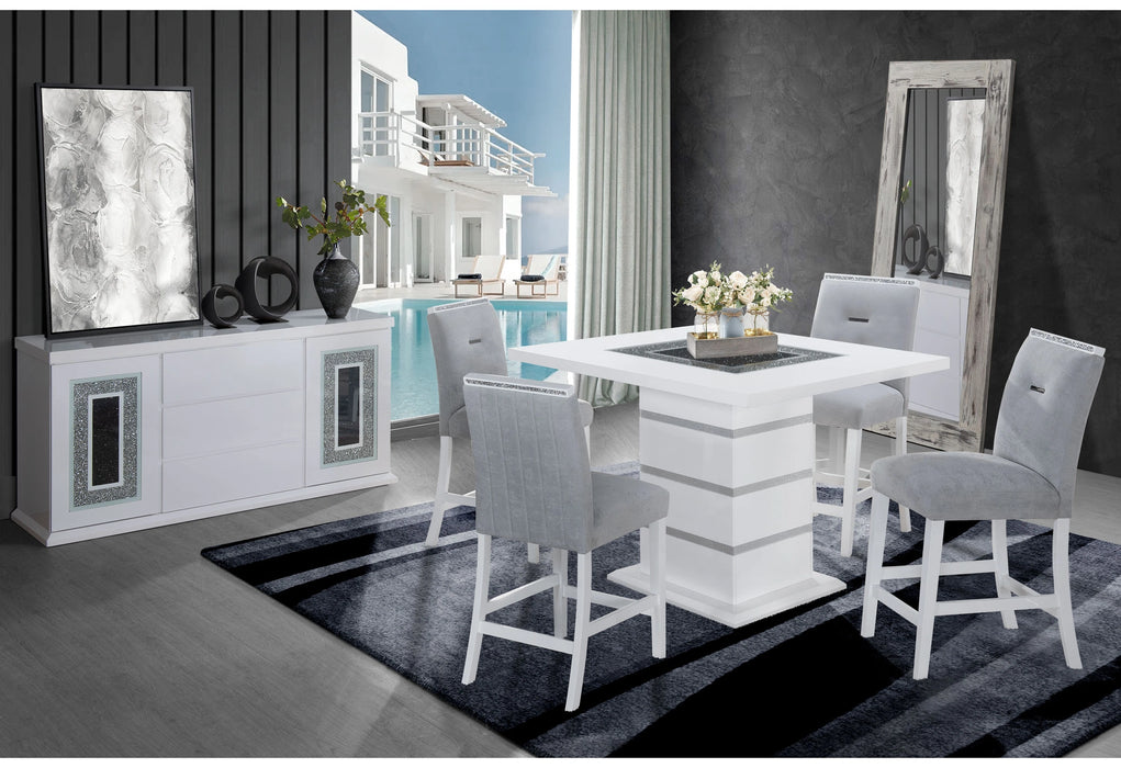 Monaco White Bar Table + Monaco BS-N