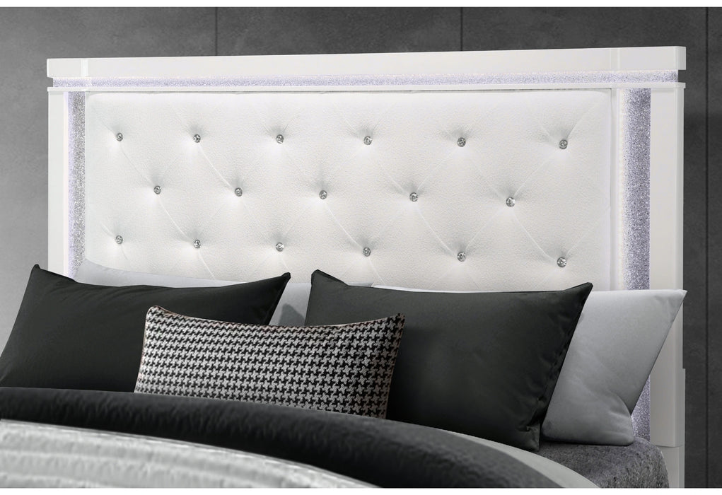 Alina White Bed with LED