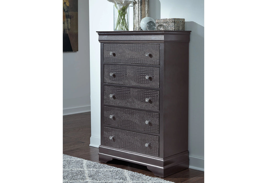 Pompei Bed with LED, Dresser, Mirror and Nightstand
