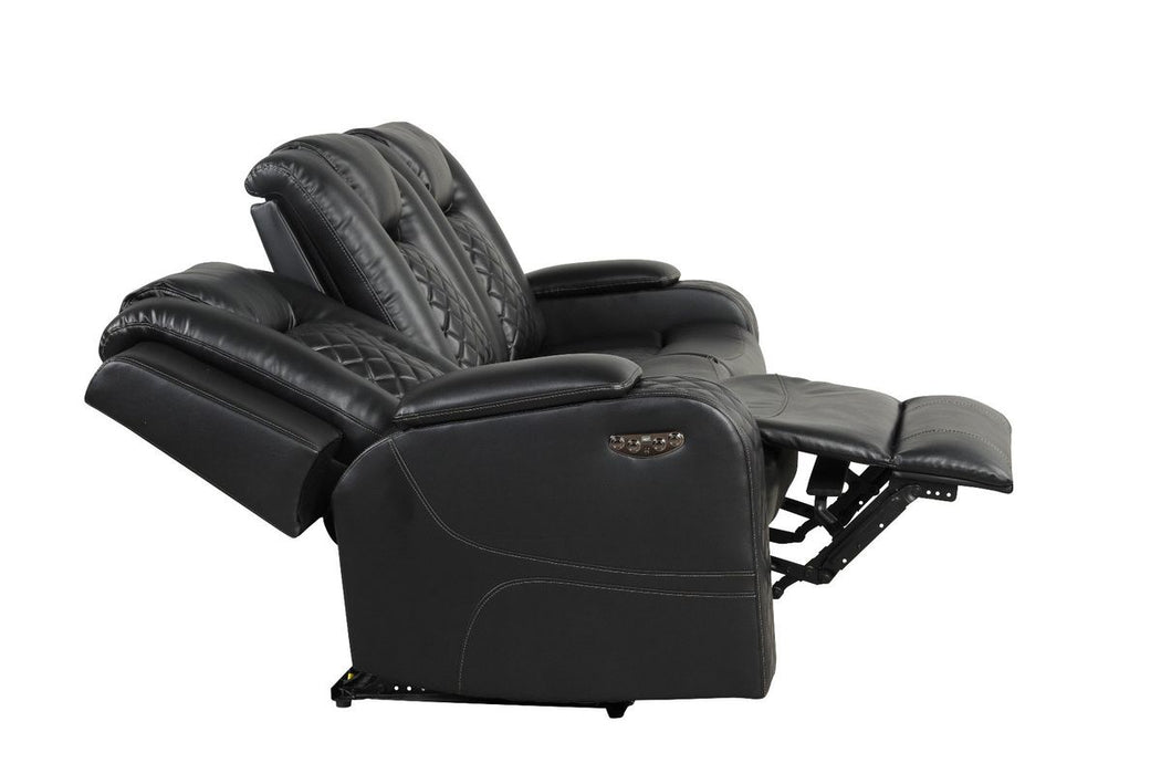 Galaxy Home Benz LED & Power Reclining Sofa in Black