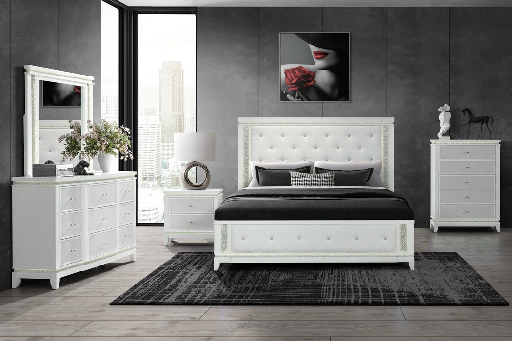 Alina White Bed Group with LED, Cooler, Speaker and USB