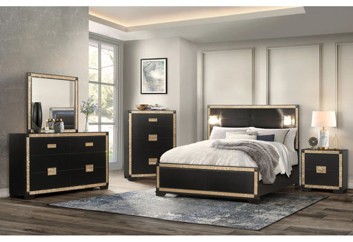 Blake Black/Gold Bed Group with Lamps