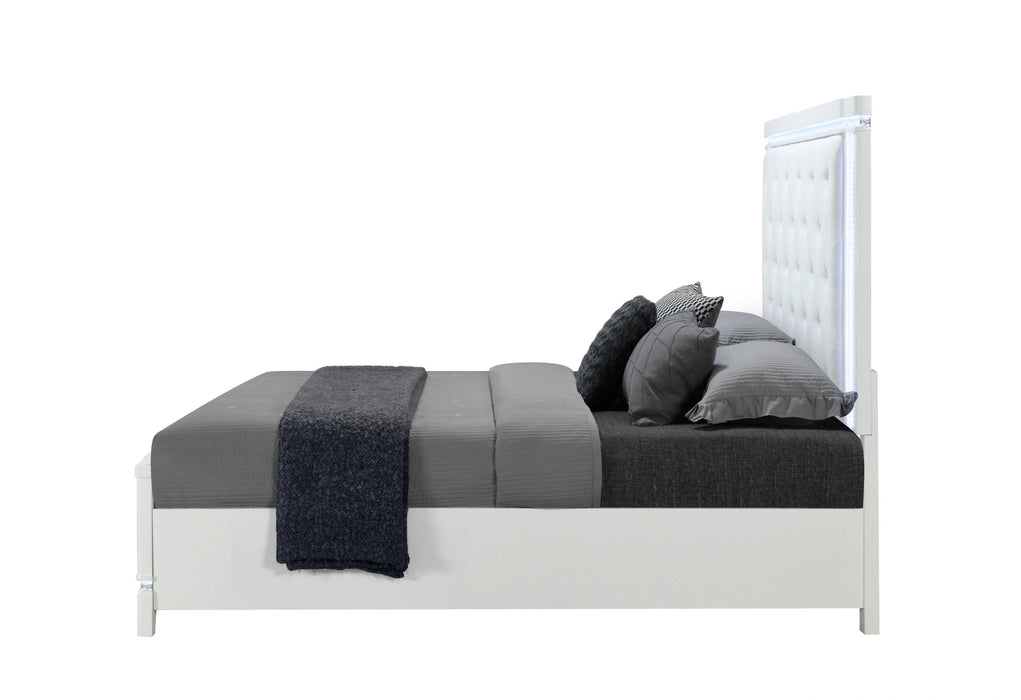 Alina White Bed with LED