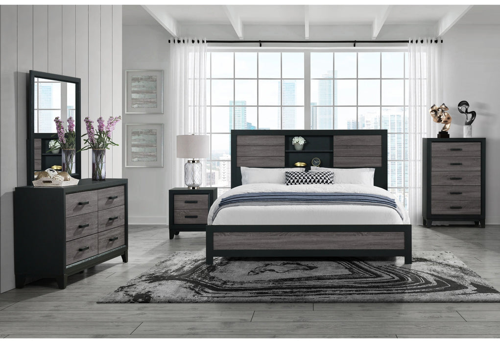 Lisbon Grey/Black Bookcase Bed Group