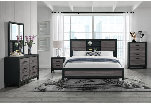 Lisbon Grey/Black Bookcase Bed Group