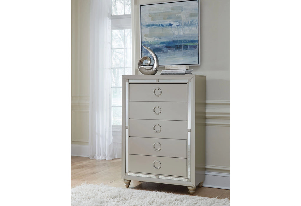 Riley Silver Bed, Dresser, Mirror, Nightstand