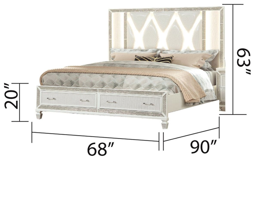 Galaxy Home Crystal Queen Bed in White