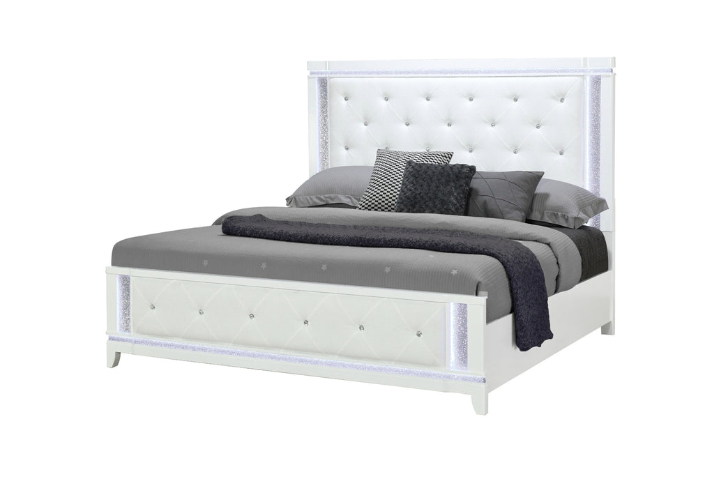 Alina White Bed with LED