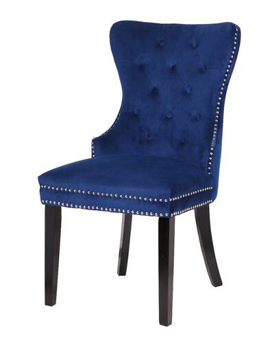 Galaxy Home Erica Wood Legs Dining Chair (Set of 2) in Blue