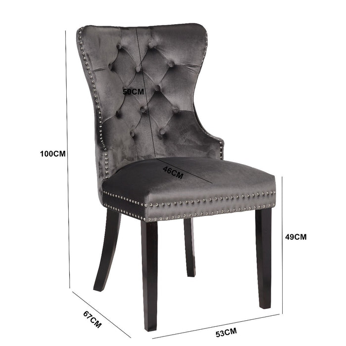 Galaxy Home Erica Wood Legs Dining Chair (Set of 2) in Dark Grey