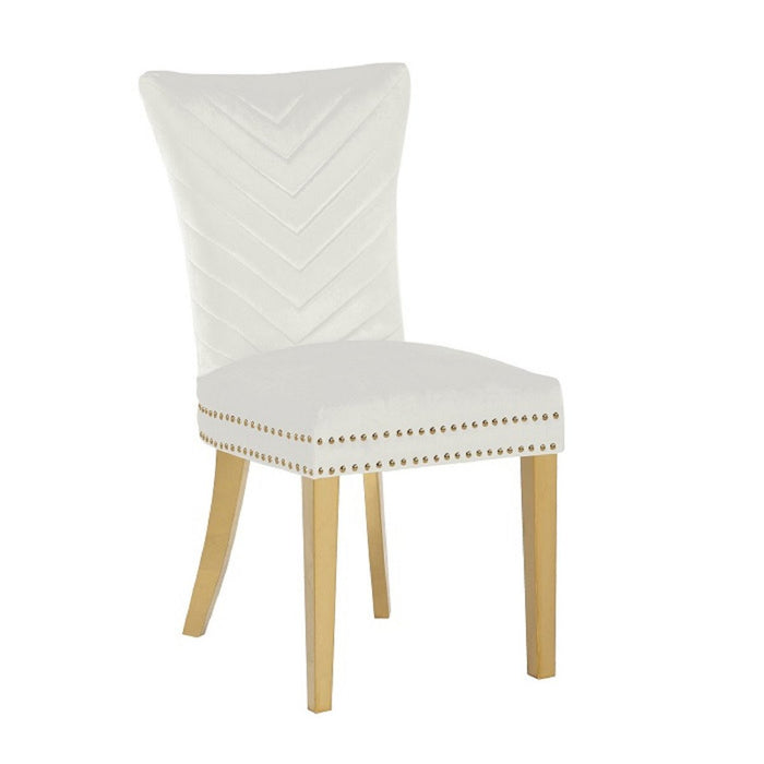 Galaxy Home Eva Gold Legs Dining Chair (Set of 2) in Beige