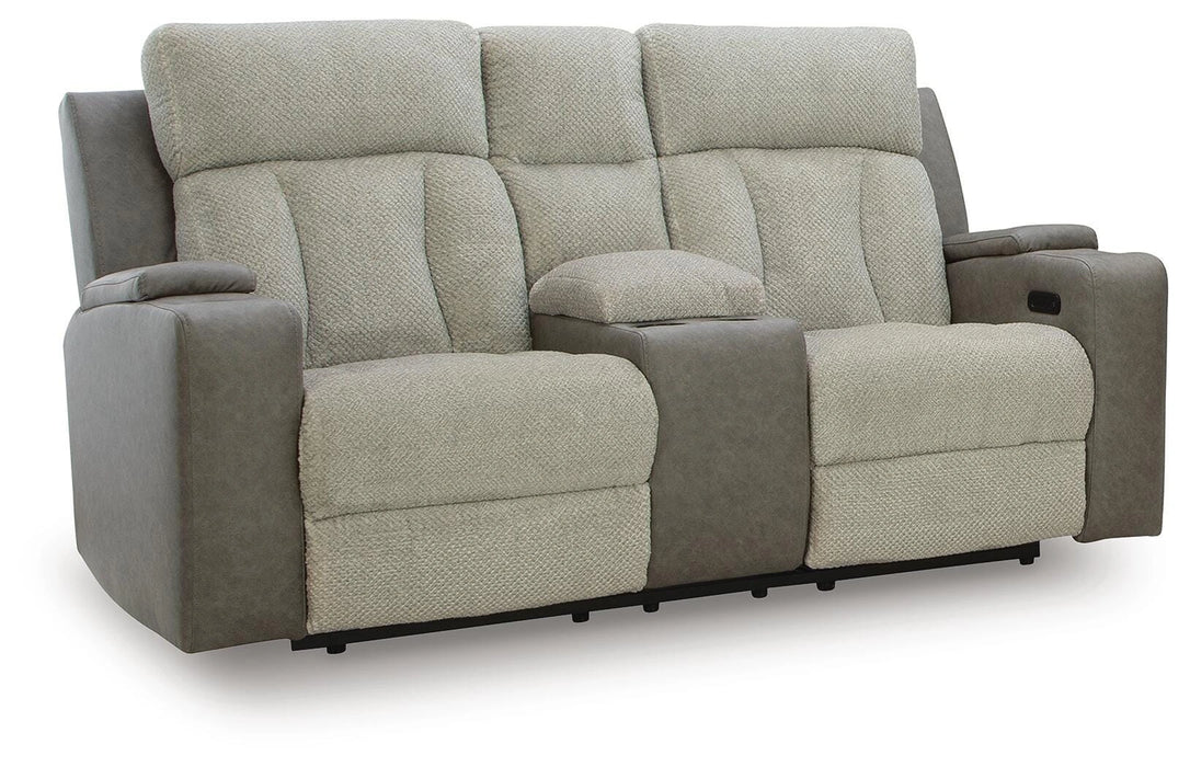 Stately Check Power Reclining Loveseat with Console