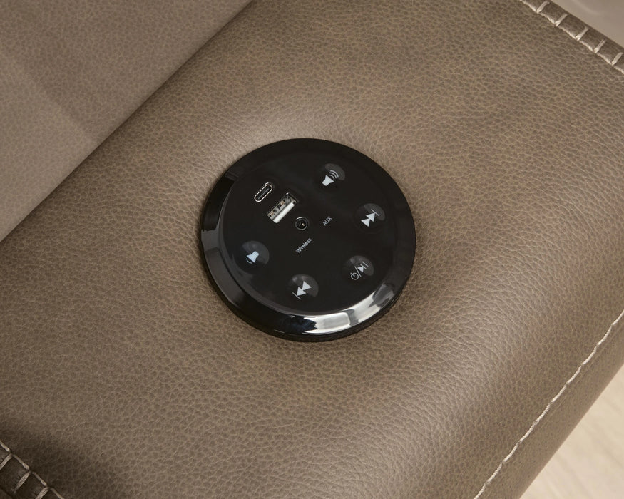 Max-Media Power Reclining Sectional Loveseat with Audio Console