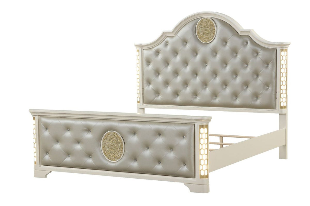 Galaxy Home Jasmine King Bed in with LED in Beige image