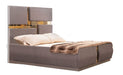 Galaxy Home Lorenzo Gold Detailed Tufted Upholstery King Bed in Grey image