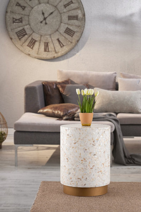 Galaxy Home Modern Luxe End Table in Ivory