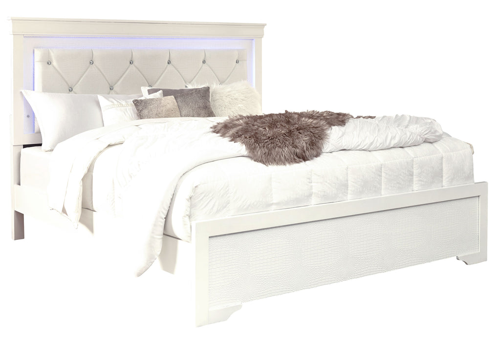 POMPEI METALLIC WHITE QUEEN BED WITH LED - Smart Rent To Own (PA) - Multi Location