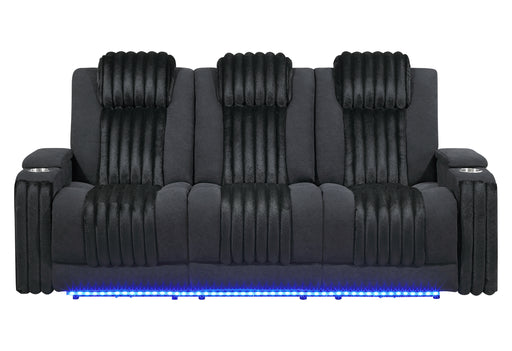 U8000 BLACK PWR REC SOFA W/PHR, DDT, READING LIGHT & LED LIGHT - Smart Rent To Own (PA) - Multi Location