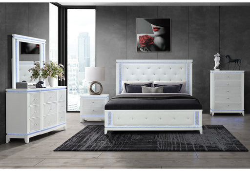 ALINA WHITE QUEEN BED GROUP WITH LED, COOLER, SPEAKER AND USB - Smart Rent To Own (PA) - Multi Location