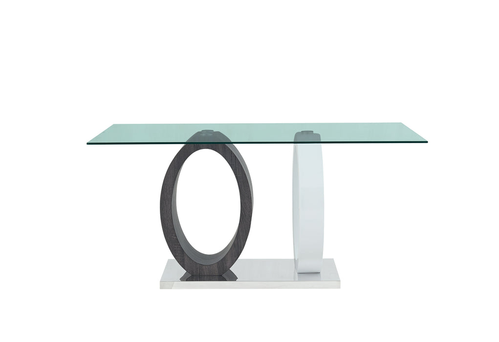 D1628 DINING TABLE AND 6 D03 BLACK DINING CHAIRS