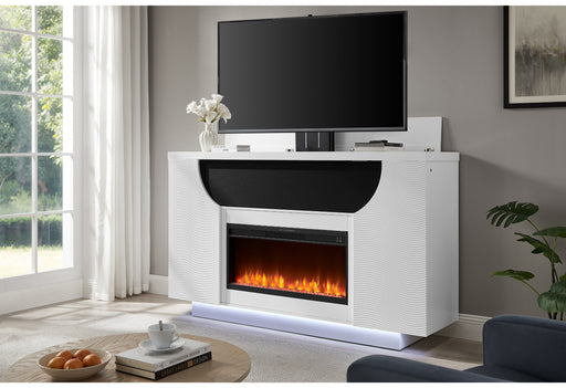 AVEENA WHITE 76" ENT UNIT WITH TV, LED, SPEAKERS, CRYSTAL AND POP-UP - Smart Rent To Own (PA) - Multi Location