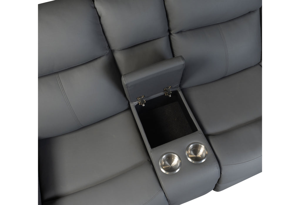 U6026 GREY PU 46A CONSOLE RECLINING LOVESEAT WITH LED AND SPEAKER - Smart Rent To Own (PA) - Multi Location