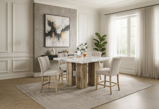 D04 NATURAL BAR TABLE + 6 D8685 BEIGE/NAT BAR STOOL - Smart Rent To Own (PA) - Multi Location