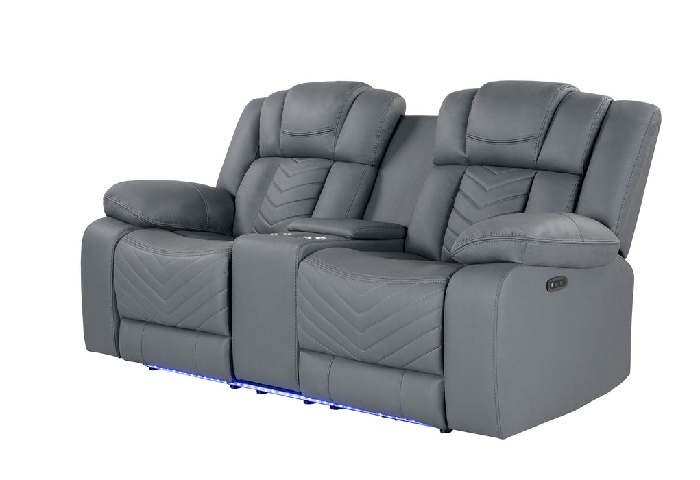 U7069 GREY 10 PWR CON REC LOVESEAT WITH LED AND IMMERSIVE SOUND - Smart Rent To Own (PA) - Multi Location